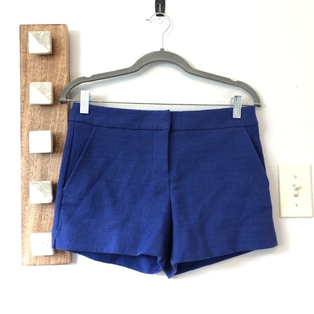 Trina Turk Royal Blue Textured Cotton Blend Shorts